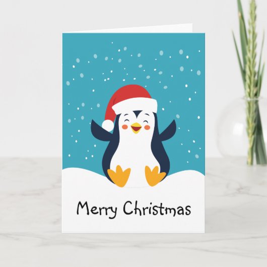 Carte de voeux de Noël Pingouin mignonne (Devant)