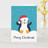 Carte de voeux de Noël Pingouin mignonne (Fleur jaune)