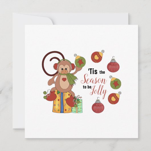 Carte de voeux de Noël plat de singe (Devant)