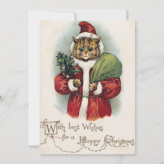 Carte de vœux de Noël plate de Louis Wain avec le (Devant)