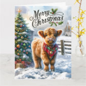 Carte de voeux de Noël pliée (Fleur jaune)