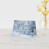 Carte de voeux de Noël pliée (Fleur jaune)