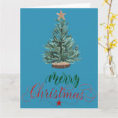 Carte de voeux de Noël pliée (Fleur jaune)