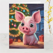 Carte de voeux de Noël pliée (Fleur jaune)