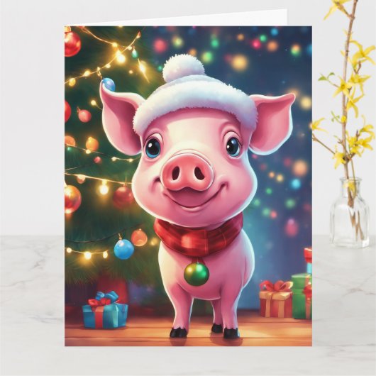 Carte de voeux de Noël pliée (Fleur jaune)