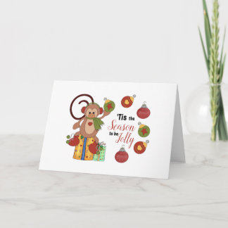 Carte de voeux de Noël pliée de singe