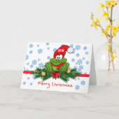 Carte de vœux de Noël pliée en forme de grenouille (Fleur jaune)