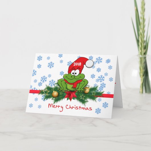 Carte de vœux de Noël pliée en forme de grenouille (Devant)