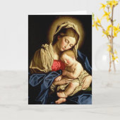 Carte de voeux de Noël pliée Madonna et Child (Fleur jaune)