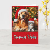Carte de voeux de Noël pour animaux de compagnie (Fleur jaune)
