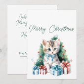Carte de vœux de Noël pour chaton Joyeux Noël (Devant / Derrière)