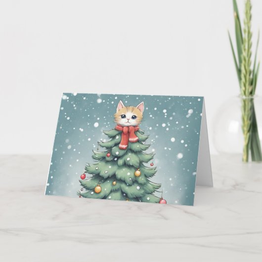 Carte de voeux de Noël pour chats mignons (Devant)