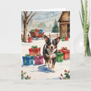 Carte de voeux de Noël pour chien de bétail austra