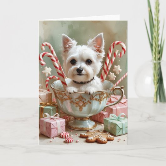 Carte de voeux de Noël pour chien de Terrier Jouet (Devant)
