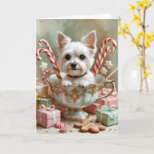 Carte de voeux de Noël pour chien de Terrier Jouet (Fleur jaune)