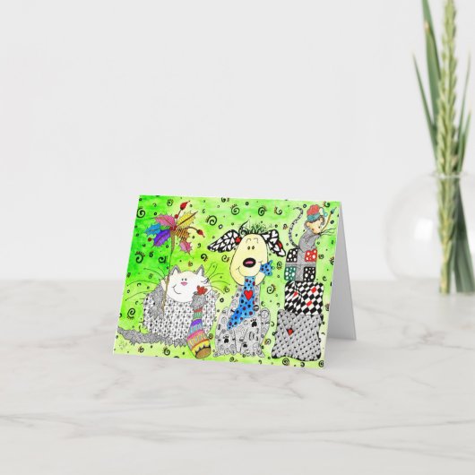 Carte de voeux de Noël pour chien mignon, chat et  (Devant)