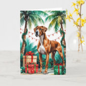Carte de voeux de Noël pour chien Ridgeback thaïla (Fleur jaune)