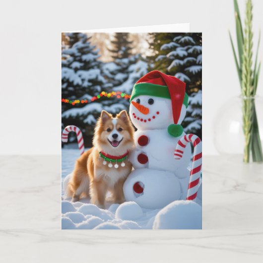 Carte de voeux de Noël pour chien spitz finlandais (Devant)