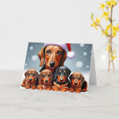 Carte de vœux de Noël pour la famille teckel (Fleur jaune)