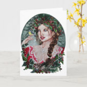 Carte de voeux de Noël pour les femmes d'hiver (Fleur jaune)