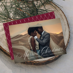 Carte de vœux de Noël pour mariage Burgundy