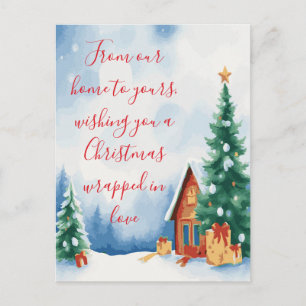 Carte de vœux de Noël pour une maison d'hiver cosy