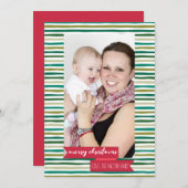 Carte de vœux de Noël - Rayures vertes modernes (Devant / Derrière)