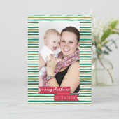 Carte de vœux de Noël - Rayures vertes modernes (Debout devant)