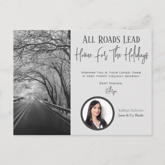 Carte de vœux de Noël Realtor Routes Mènent à la M (Devant)