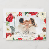 Carte de voeux de Noël Red Floral (Devant)