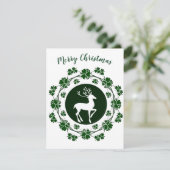 Carte de voeux de Noël Reindeer Floral Wreath (Debout devant)