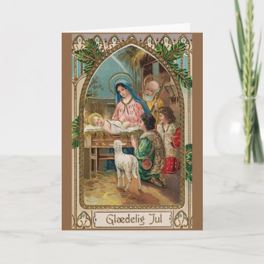 Carte de voeux de Noël religieuse danoise vintage (Devant)
