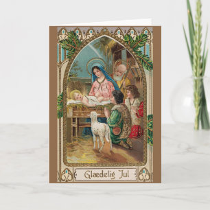 Carte de voeux de Noël religieuse danoise vintage