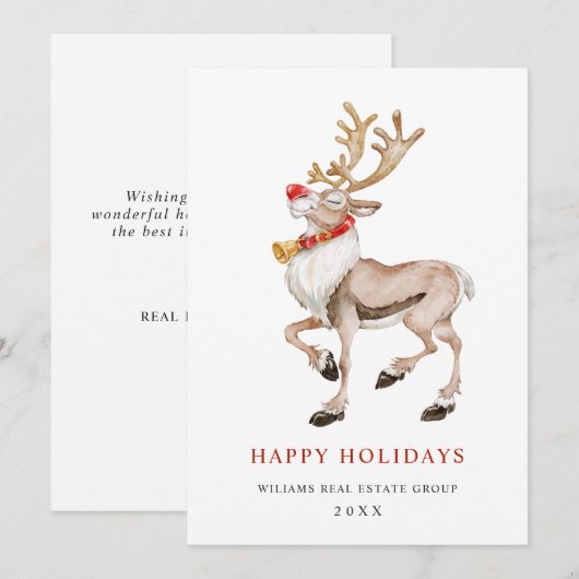 Carte de vœux de Noël Renne d'entreprise (Devant / Derrière)