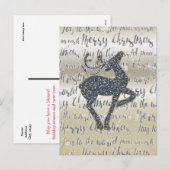 Carte de vœux de Noël Renne pailleté (Devant / Derrière)