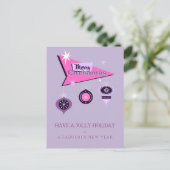 Carte de vœux de Noël rétro rose (Debout devant)