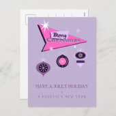 Carte de vœux de Noël rétro rose (Devant / Derrière)