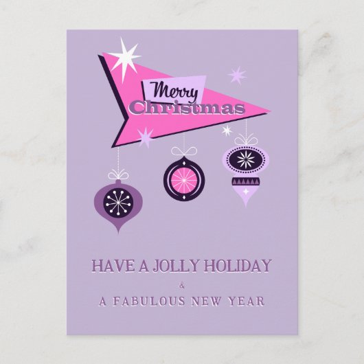 Carte de vœux de Noël rétro rose (Devant)