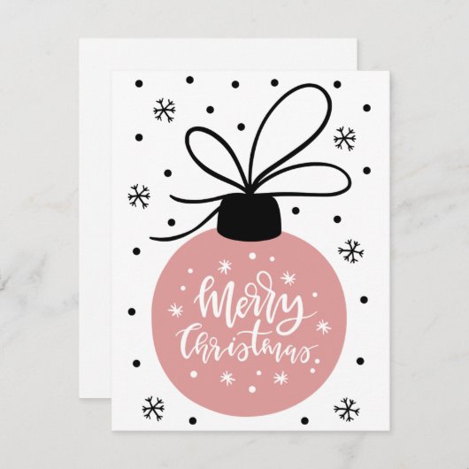 Carte de voeux de Noël rose (Devant / Derrière)