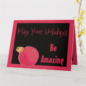 Carte de voeux de Noël rose et noir (Fleur jaune)