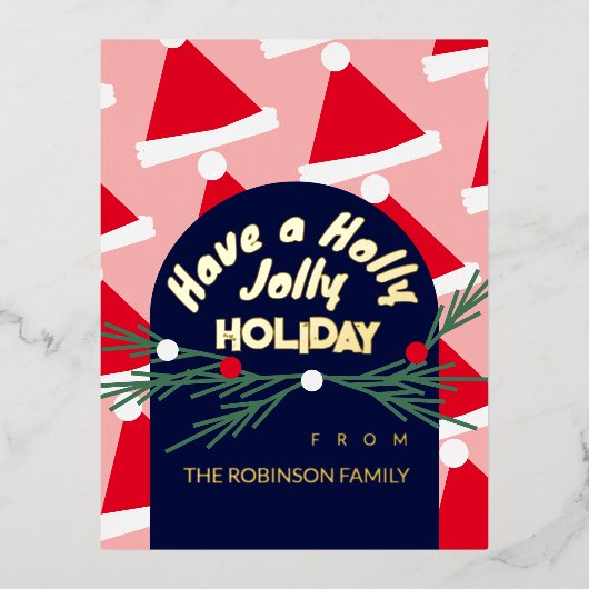 Carte de vœux de Noël rose mignonne et joyeuse (Recto)