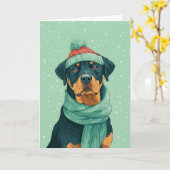 Carte de vœux de Noël Rottweiler (Fleur jaune)