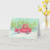 Carte de voeux de Noël Rouge Camion Pays (Fleur jaune)