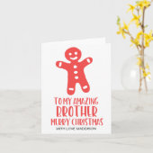 Carte de voeux de Noël rouge et blanc pour mon frè (Fleur jaune)