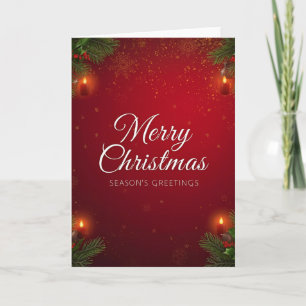 Carte de vœux de Noël rouge et or festive