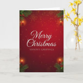 Carte de vœux de Noël rouge et or festive (Fleur jaune)