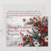 Carte de voeux de Noël rustique avec fleurs (Devant / Derrière)