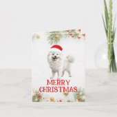 Carte de voeux de Noël Samoyed personnalisable (Devant)