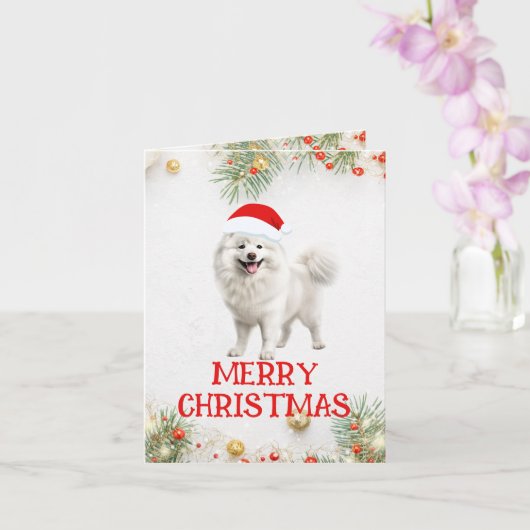 Carte de voeux de Noël Samoyed personnalisable (Orchidée)