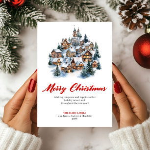 Carte de vœux de Noël Scène hivernale fantaisiste